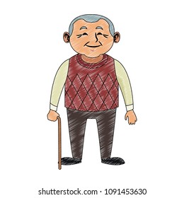 Cute grandfather cartoon scribble