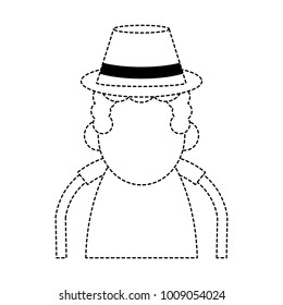 Cute grandfather cartoon walking stick