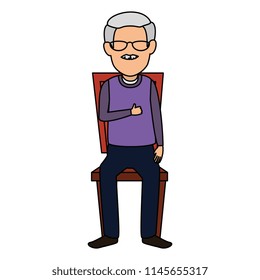 cute grandfather in the chair avatar character