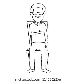 cute grandfather in the chair avatar character