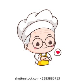 Caricatura del chef del abuelo. El logo de la cocina del abuelo, arte vectorial. restaurante y logo culinario casero