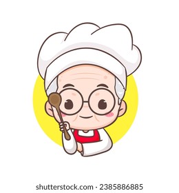 Caricatura del chef del abuelo. El logo de la cocina del abuelo, arte vectorial. restaurante y logo culinario casero