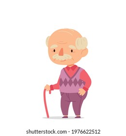 Cute grandfather. Funny characters isolate on white background. . Vector illustration