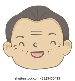 cute grandfather, grandfa smile face cartoon - Vector illustration.