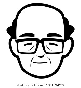 cute grandfather head avatar character