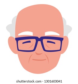 cute grandfather head avatar character