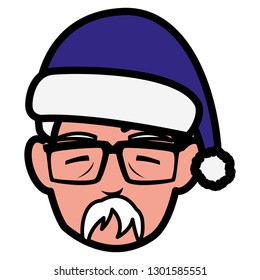 cute grandfather head with winter hat