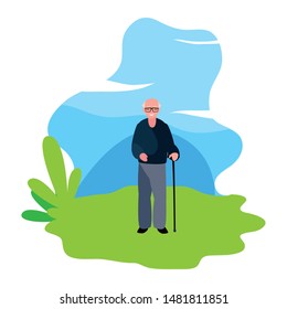 cute grandfather in the outdoors