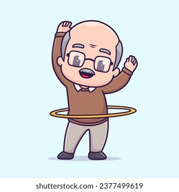 Cute Grandfather Playing Hula Hoop Cartoon Vector Icon
Illustration. People Sport Icon Concept Isolated Premium
Vector. Flat Cartoon Style