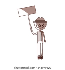 cute grandfather with protest label avatar character