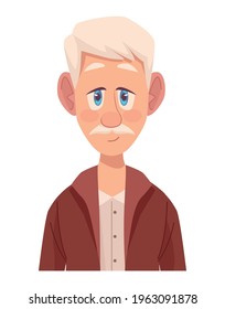 cute grandfather sad elderly character