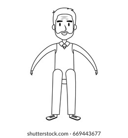 cute grandfather sitting pose avatar character