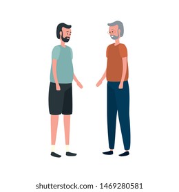 cute grandfather with son avatar characters