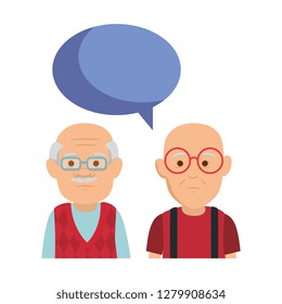 cute grandfathers with speech bubble