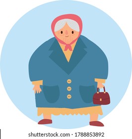 süße Oma mit blauem Mantelvektor