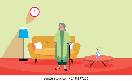 cute grandma in the home living room