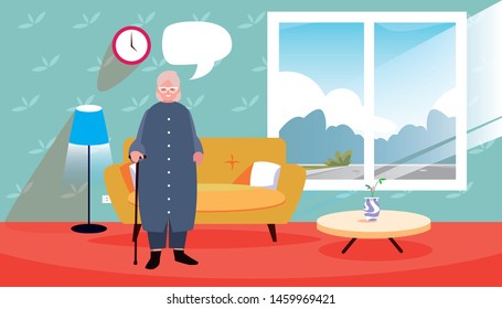 cute grandma in the living room home