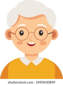 cute grandmother avatar character on white background