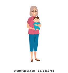 cute grandmother with baby