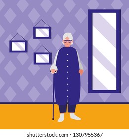 cute grandmother with cane