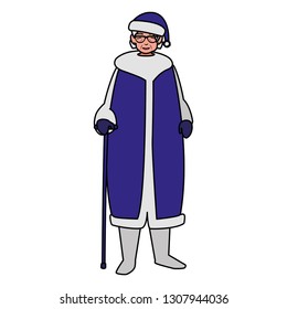 cute grandmother with cane and winter clothes