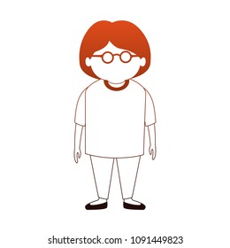 Cute grandmother cartoon in orange and white colors