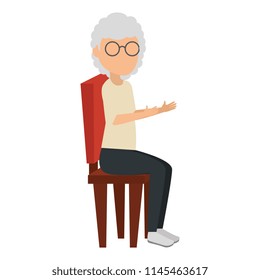 cute grandmother in the chair character