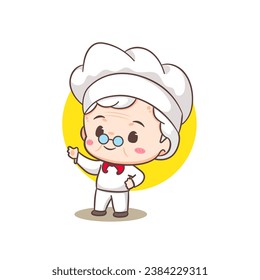 Cute grandmother chef cartoon. Grandma cooking logo vector art. People Food Icon Concept. restaurant and homemade culinary logo