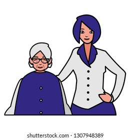 cute grandmother with daughter