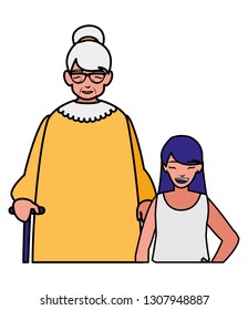 cute grandmother with granddaughter