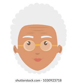 cute grandmother head avatar character