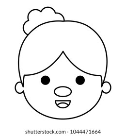 cute grandmother head avatar character