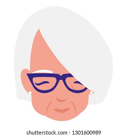 cute grandmother head avatar character