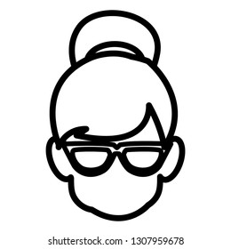 cute grandmother head avatar character