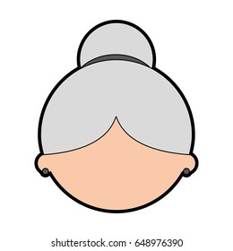 cute grandmother head avatar character