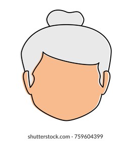 cute grandmother head avatar character