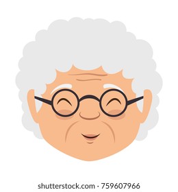 cute grandmother head avatar character