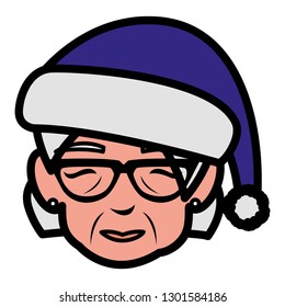 cute grandmother head with winter hat