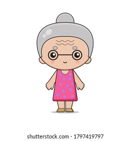 Cute Grandmother Mascot Character Illustration. Design isolated on white background.