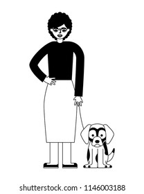cute grandmother with mascot dog