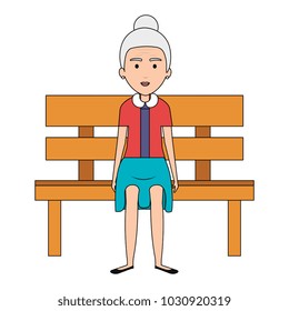 cute grandmother in park chair avatar character