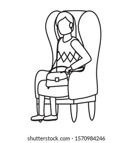 cute grandmother seated in sofa character vector illustration design