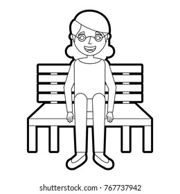 cute grandmother sitting in bench resting happy