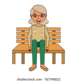 cute grandmother sitting in bench resting happy