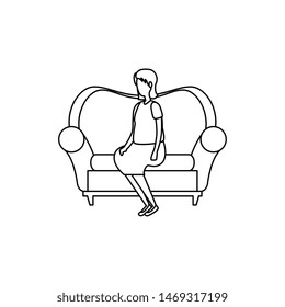 cute grandmother in the sofa character