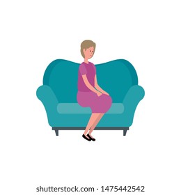 cute grandmother in the sofa character