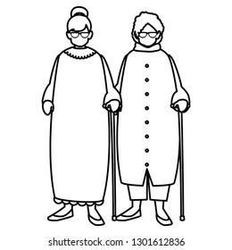 cute grandmothers couple avatars characters