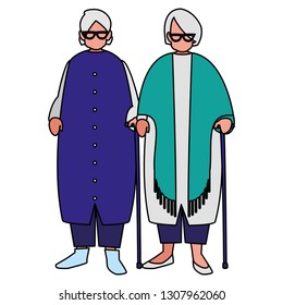 cute grandmothers couple avatars characters