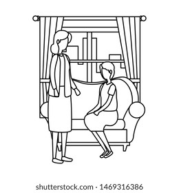 cute grandmothers in the sofa characters