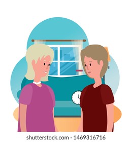 cute grandmothers in the sofa characters